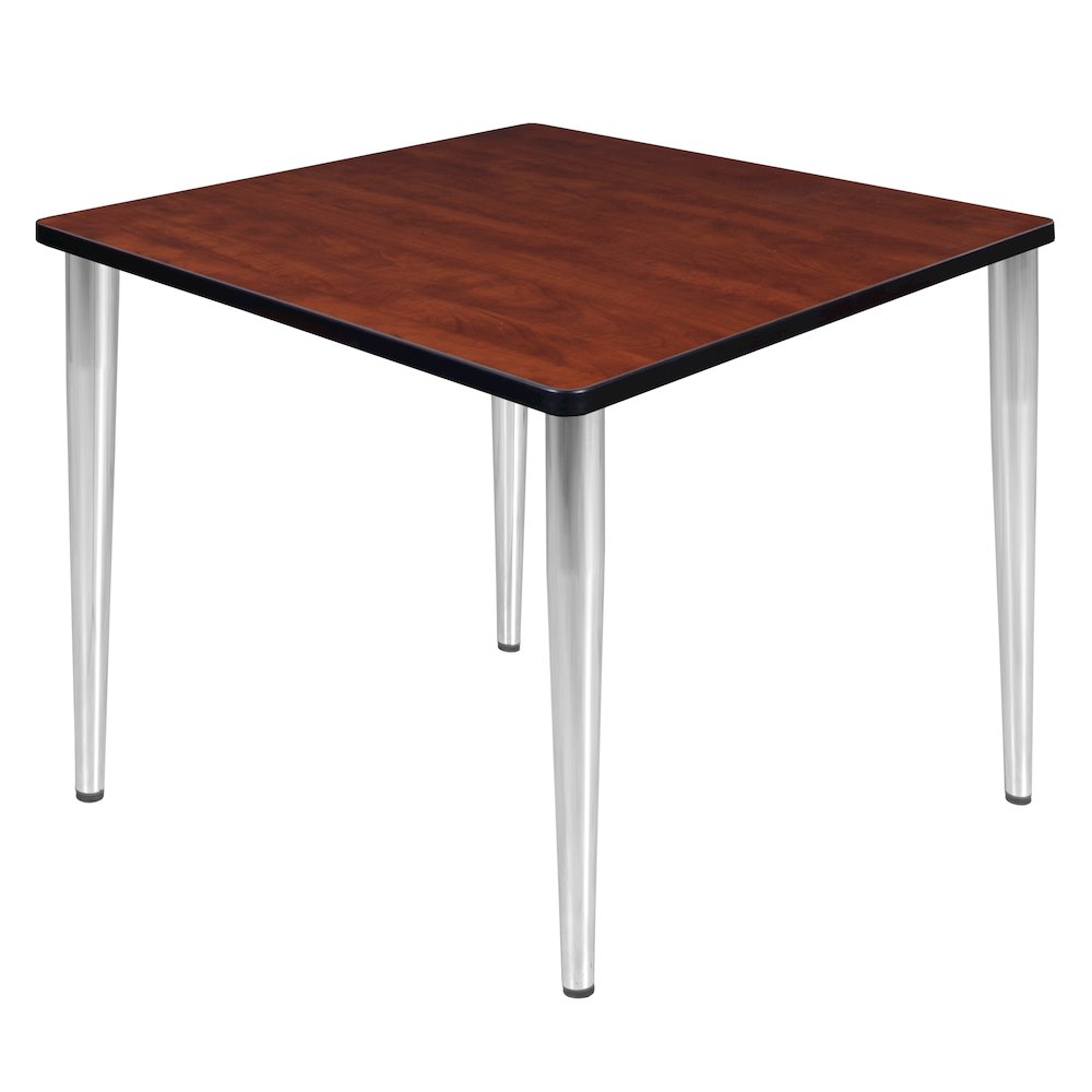 36 in. Square Breakroom Table- Cherry Top, Chrome Tapered Legs. Picture 1
