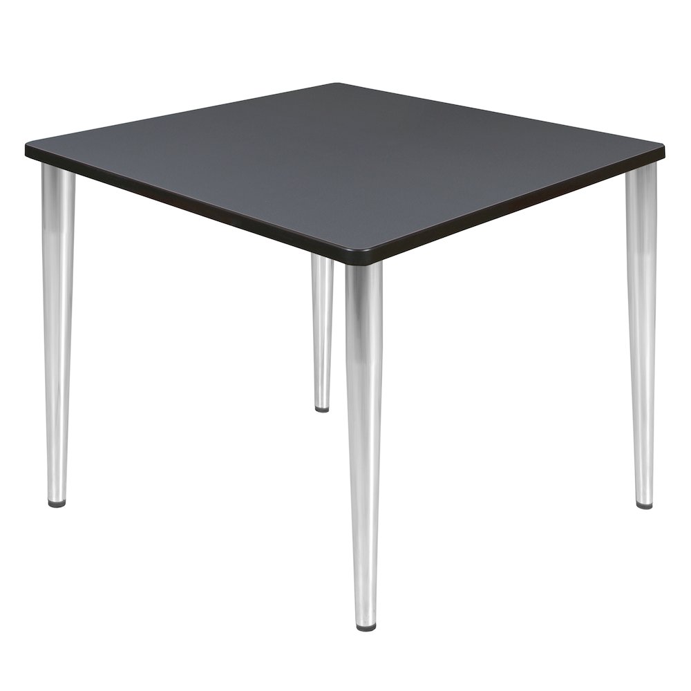 36 in. Square Breakroom Table- Grey Top, Chrome Tapered Legs. Picture 1