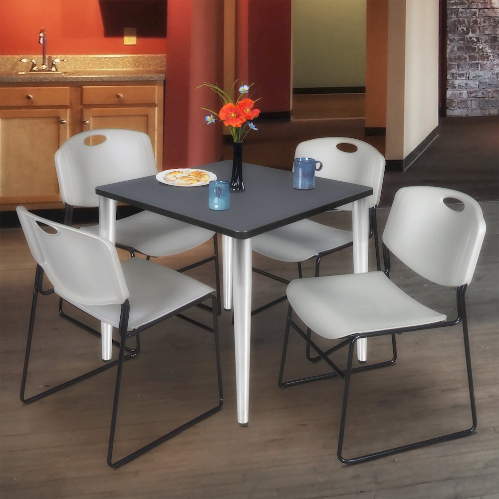 36 in. Square Breakroom Table- Grey Top, Chrome Tapered Legs. Picture 4