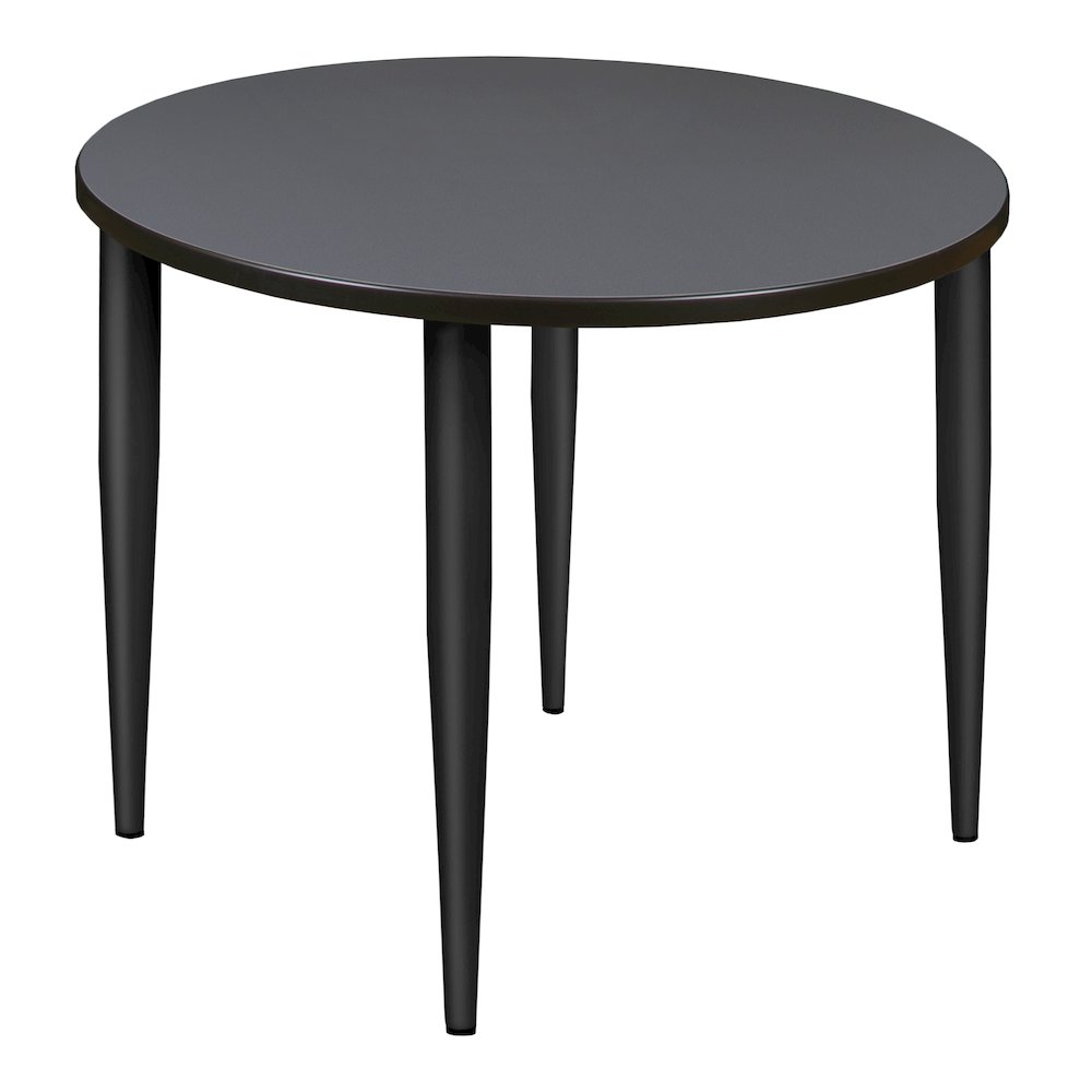 42 in. Round Breakroom Table- Grey Top, Black Tapered Legs. Picture 1