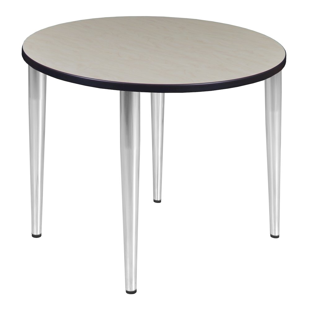 42 in. Round Breakroom Table- Maple Top, Chrome Tapered Legs. Picture 1