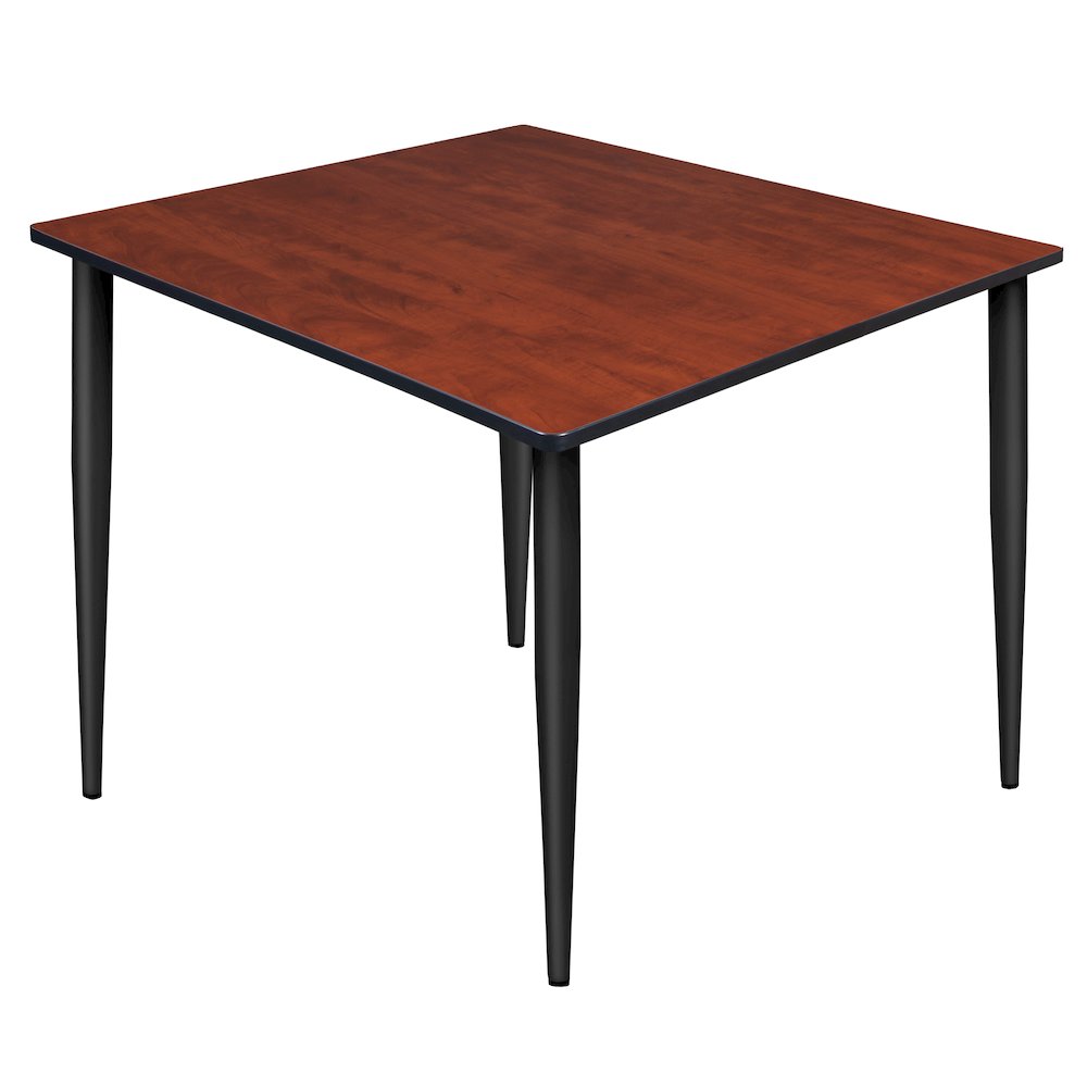 48 in. Square Breakroom Table- Cherry Top, Black Tapered Legs. Picture 1