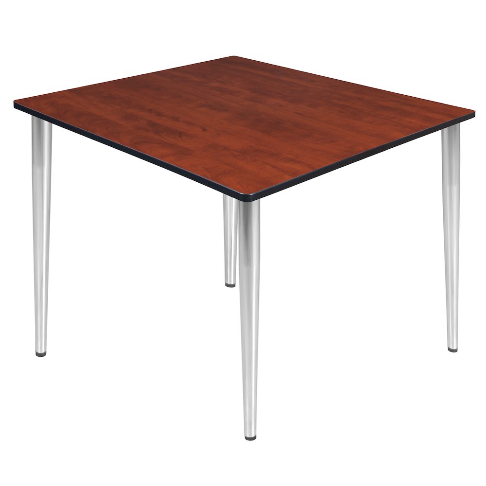 48 in. Square Breakroom Table- Cherry Top, Chrome Tapered Legs. Picture 1