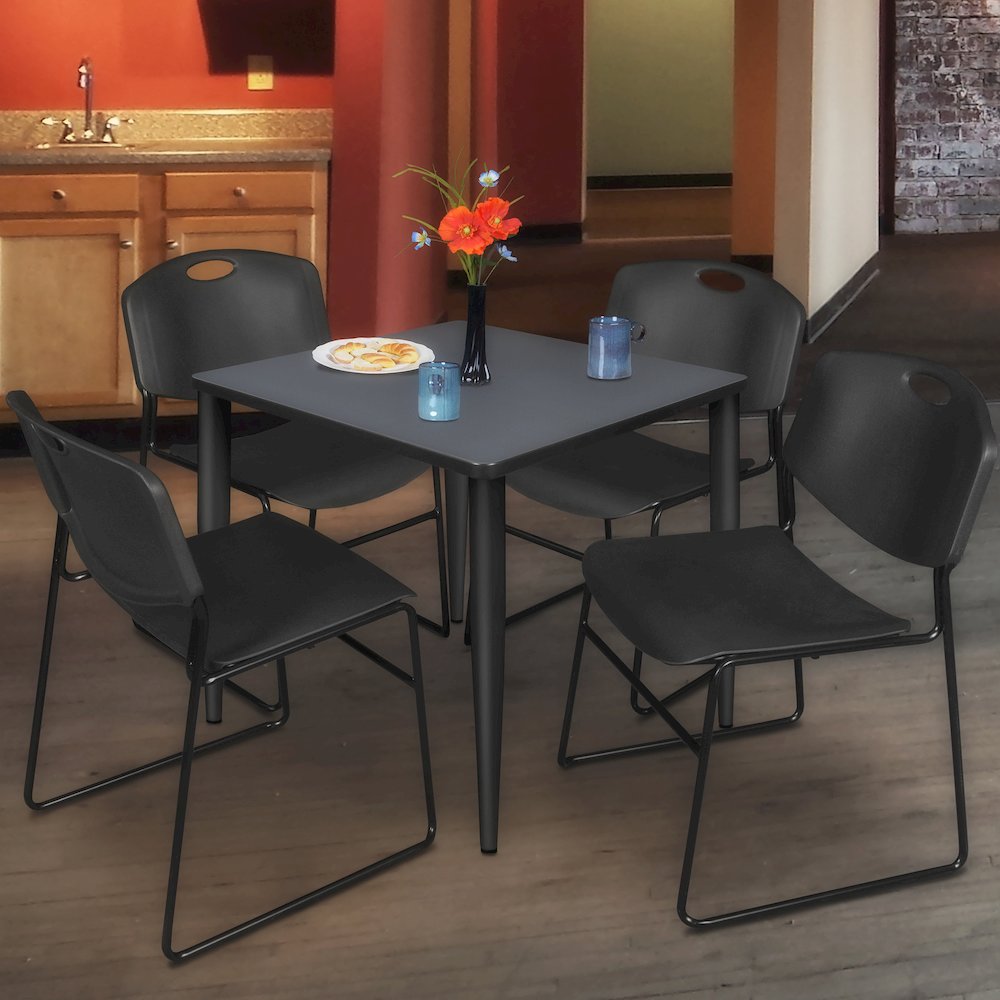 48 in. Square Breakroom Table- Grey Top, Black Tapered Legs. Picture 4