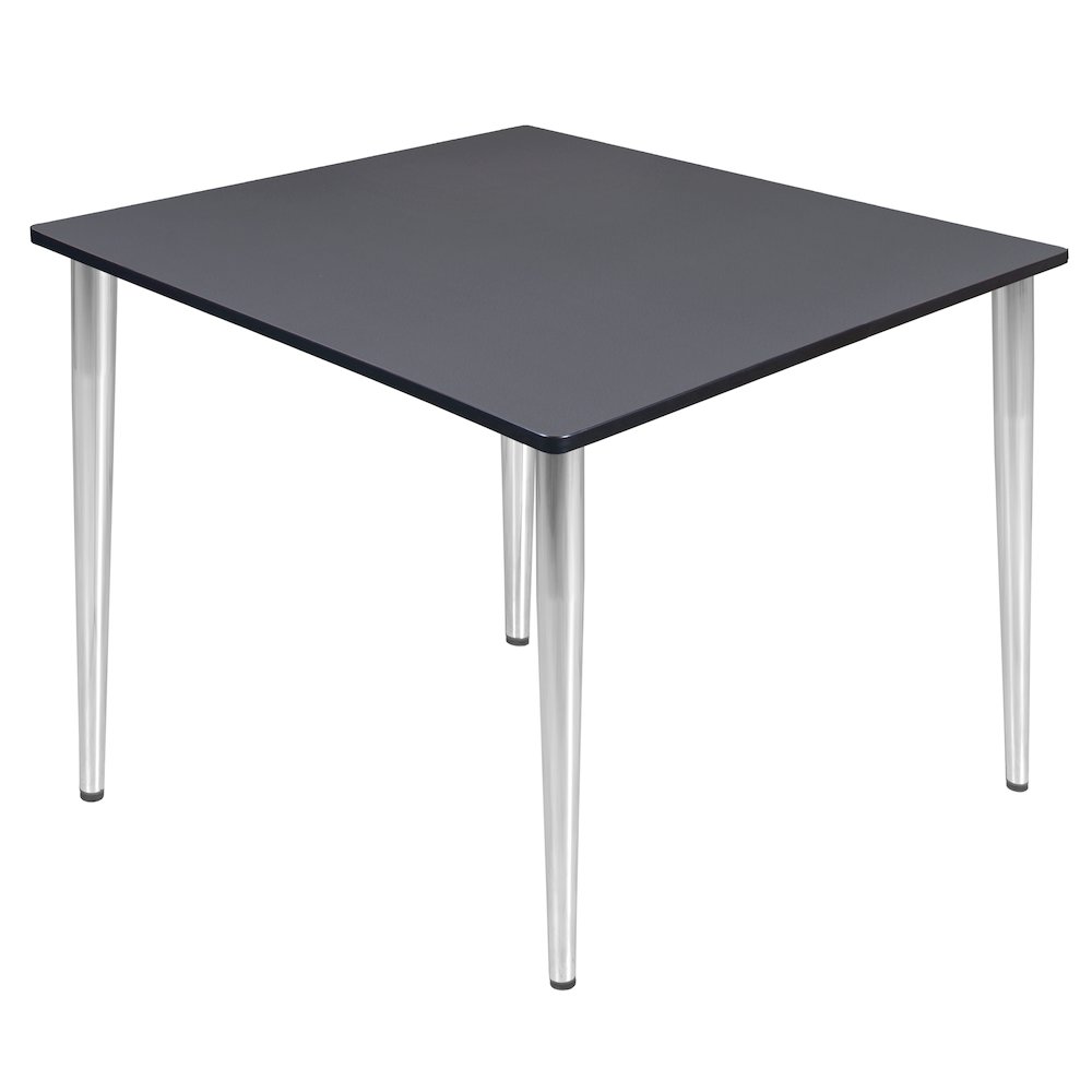 48 in. Square Breakroom Table- Grey Top, Chrome Tapered Legs. Picture 1