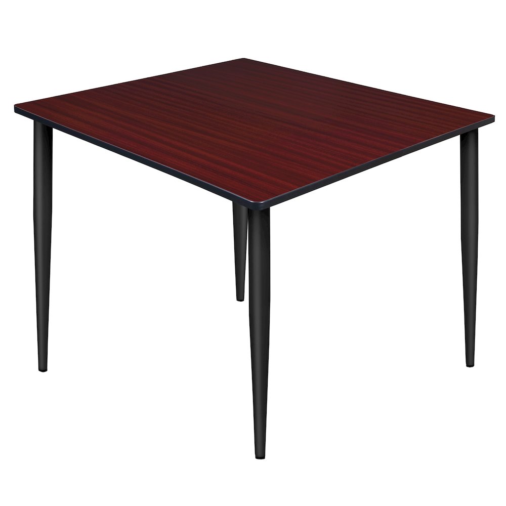 48 in. Square Breakroom Table- Mahogany Top, Black Tapered Legs. Picture 1