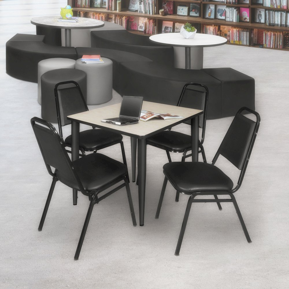 48 in. Square Breakroom Table- Maple Top, Black Tapered Legs. Picture 4