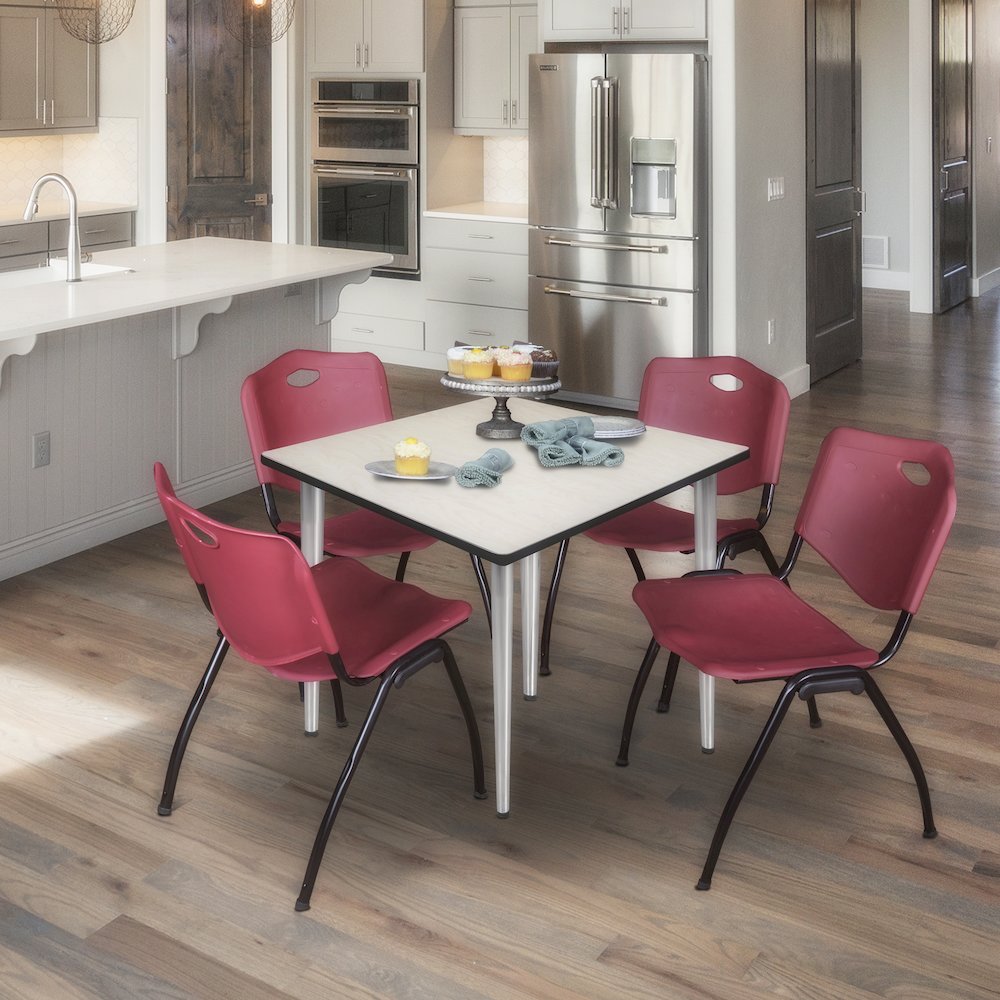 48 in. Square Breakroom Table- Maple Top, Chrome Tapered Legs. Picture 4