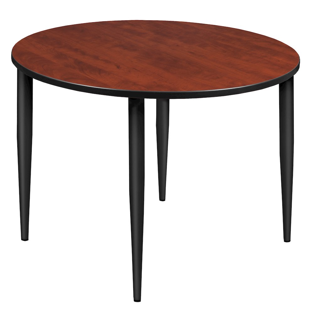 48 in. Round Breakroom Table- Cherry Top, Black Tapered Legs. Picture 1