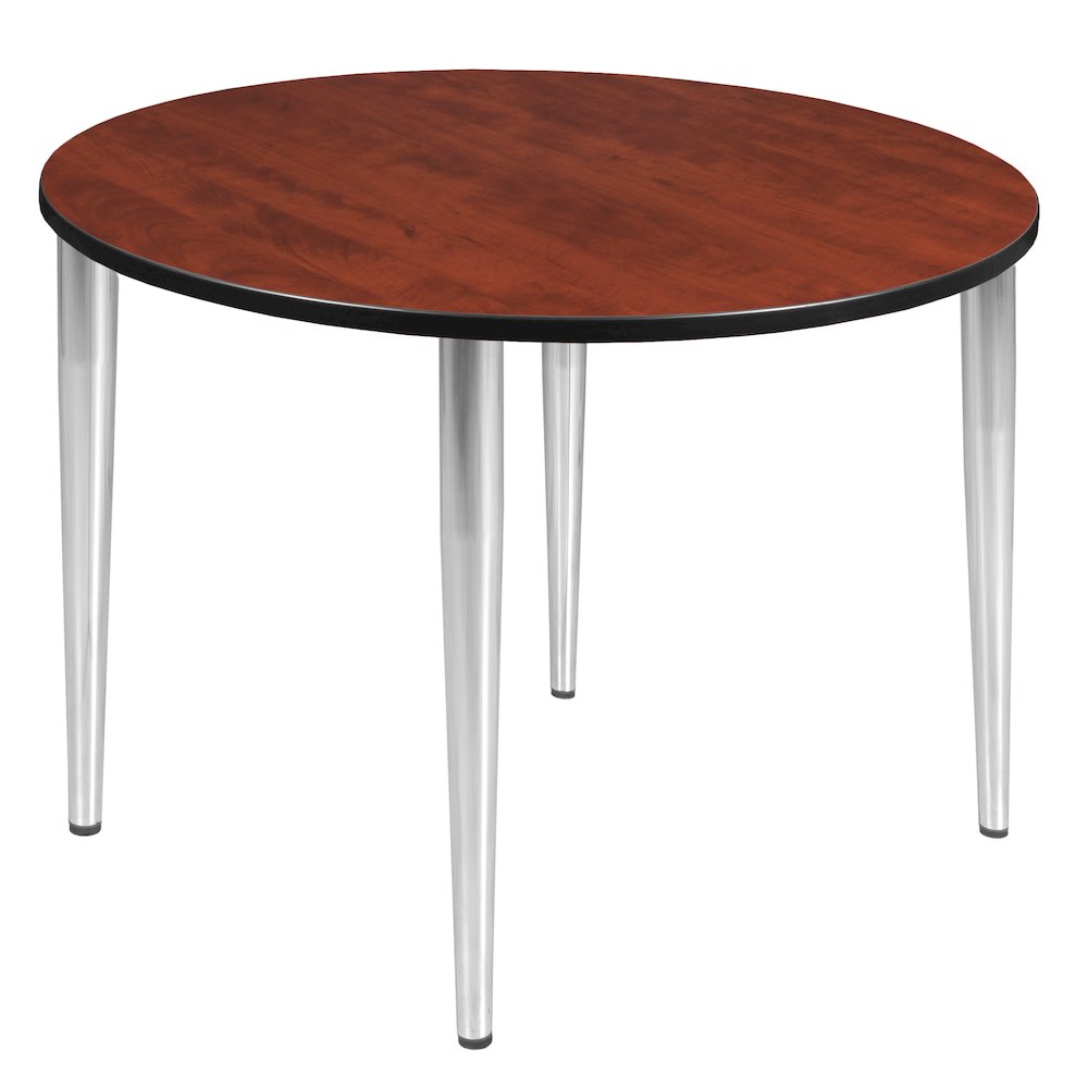 48 in. Round Breakroom Table- Cherry Top, Chrome Tapered Legs. Picture 1