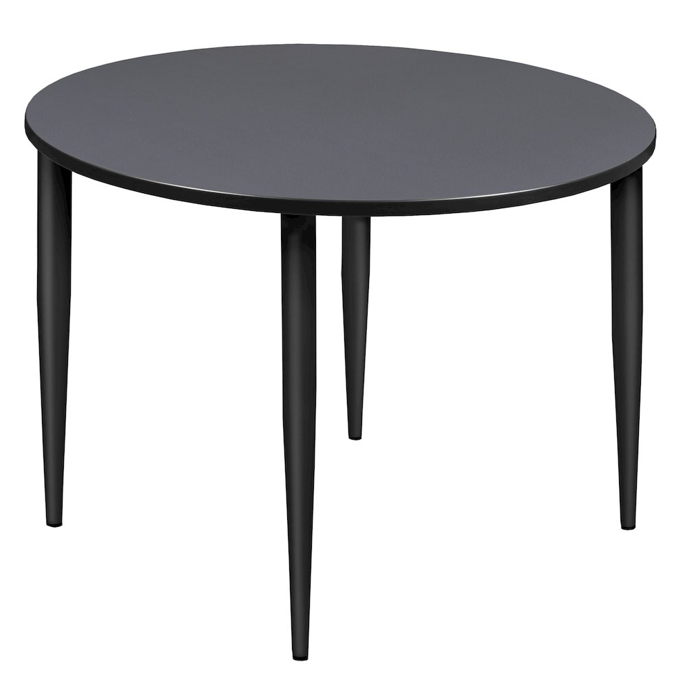 48 in. Round Breakroom Table- Grey Top, Black Tapered Legs. Picture 1