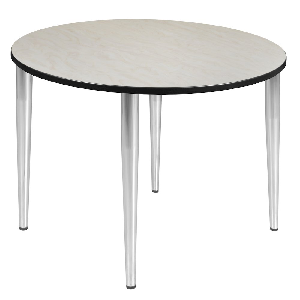 48 in. Round Breakroom Table- Maple Top, Chrome Tapered Legs. Picture 1