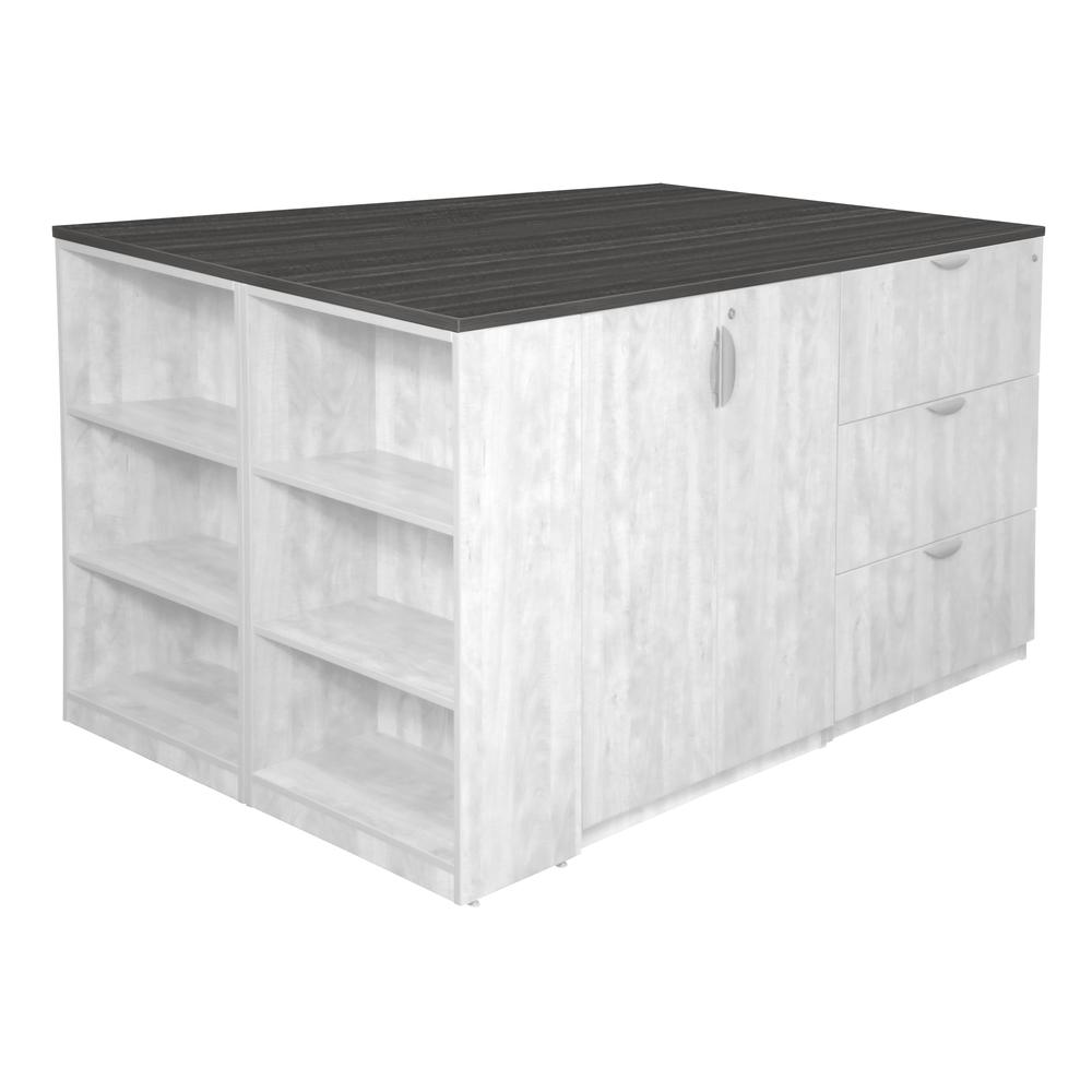 Legacy Stand Up Quad with Bookcase End Top- Ash Grey. Picture 1