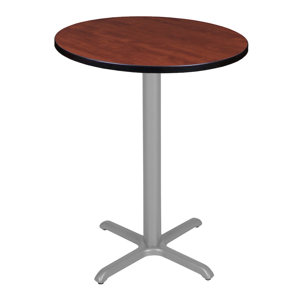 Cafe High 30" Round X-Base Table- Cherry/ Grey Base. Picture 1