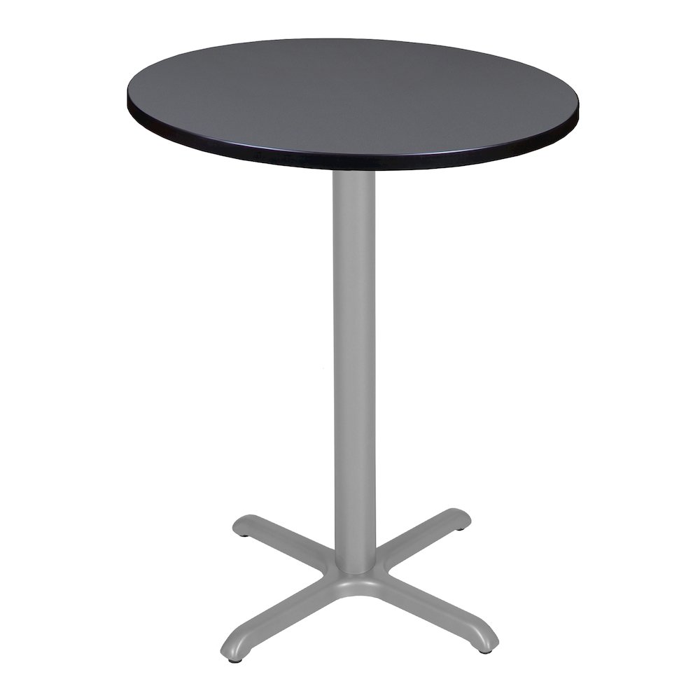 Cafe High 30" Round X-Base Table- Grey/ Grey Base. Picture 1