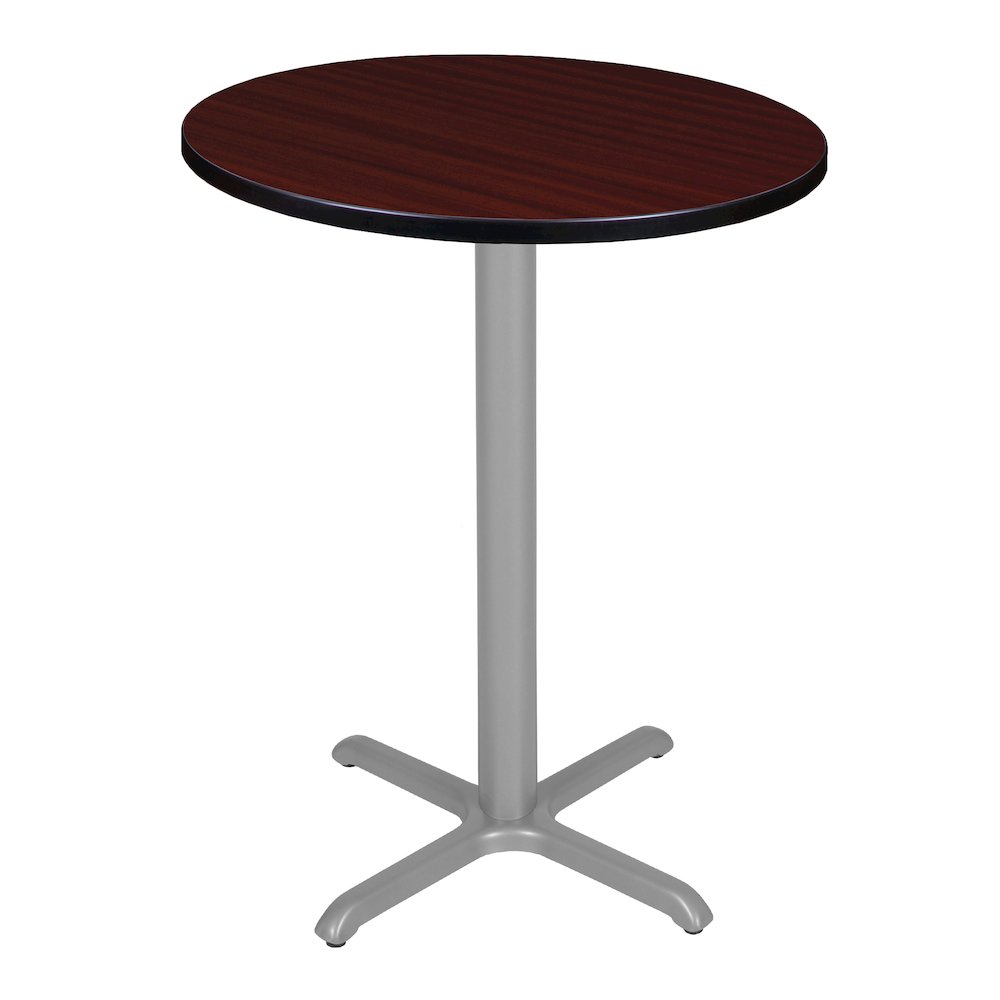 Cafe High 30" Round X-Base Table- Mahogany/ Grey Base. Picture 1