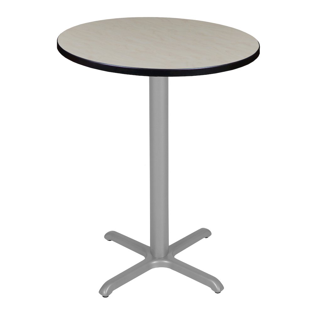 Cafe High 30" Round X-Base Table- Maple/ Grey Base. Picture 1