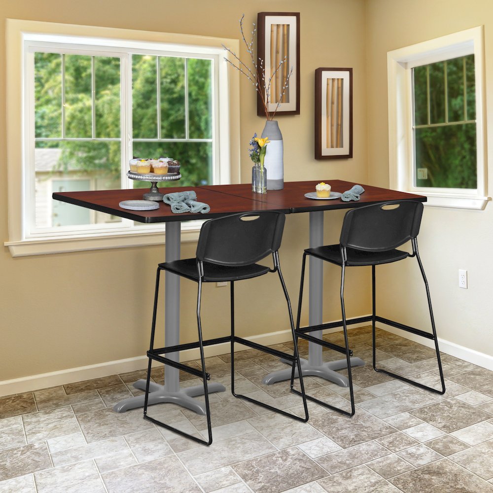 Cafe High 36" Square X-Base Table- Cherry/ Grey Base. Picture 4
