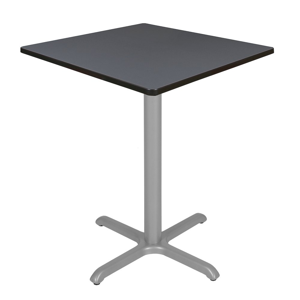 Cafe High 36" Square X-Base Table- Grey/ Grey Base. Picture 1