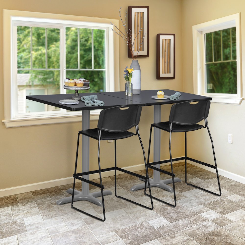Cafe High 36" Square X-Base Table- Grey/ Grey Base. Picture 4