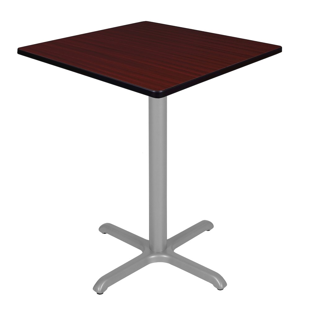Cafe High 36" Square X-Base Table- Mahogany/ Grey Base. Picture 1