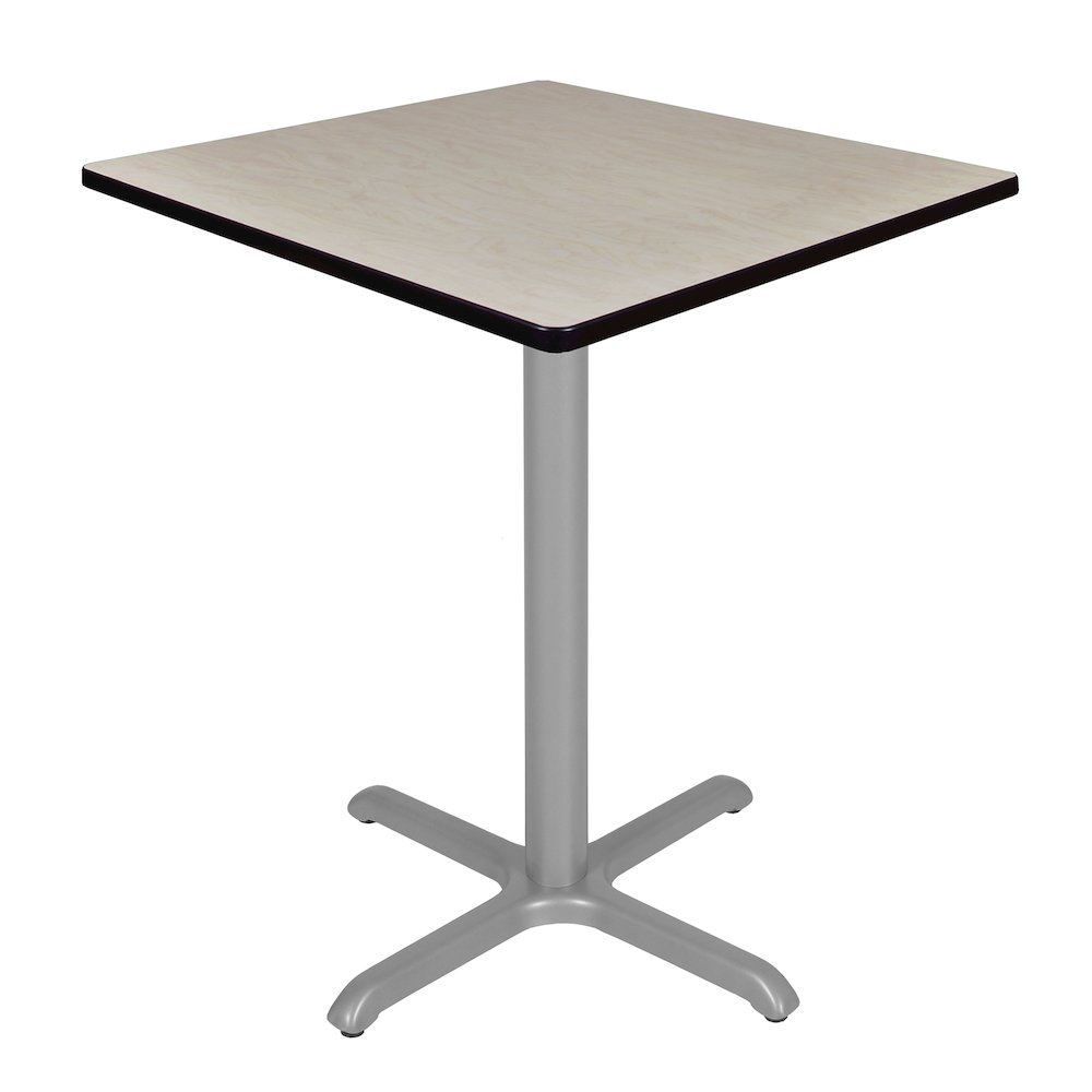 Cafe High 36" Square X-Base Table- Maple/ Grey Base. Picture 1