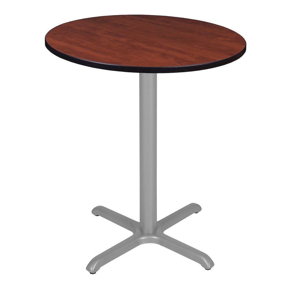 Cafe High 36" Round X-Base Table- Cherry/ Grey Base. Picture 1