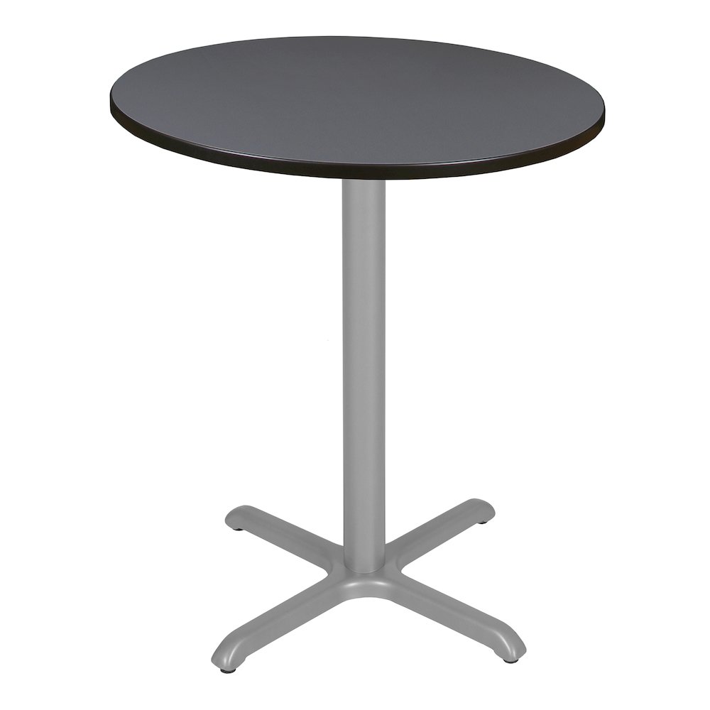 Cafe High 36" Round X-Base Table- Grey/ Grey Base. Picture 1