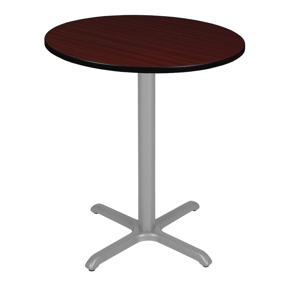 Cafe High 36" Round X-Base Table- Mahogany/ Grey Base. Picture 1