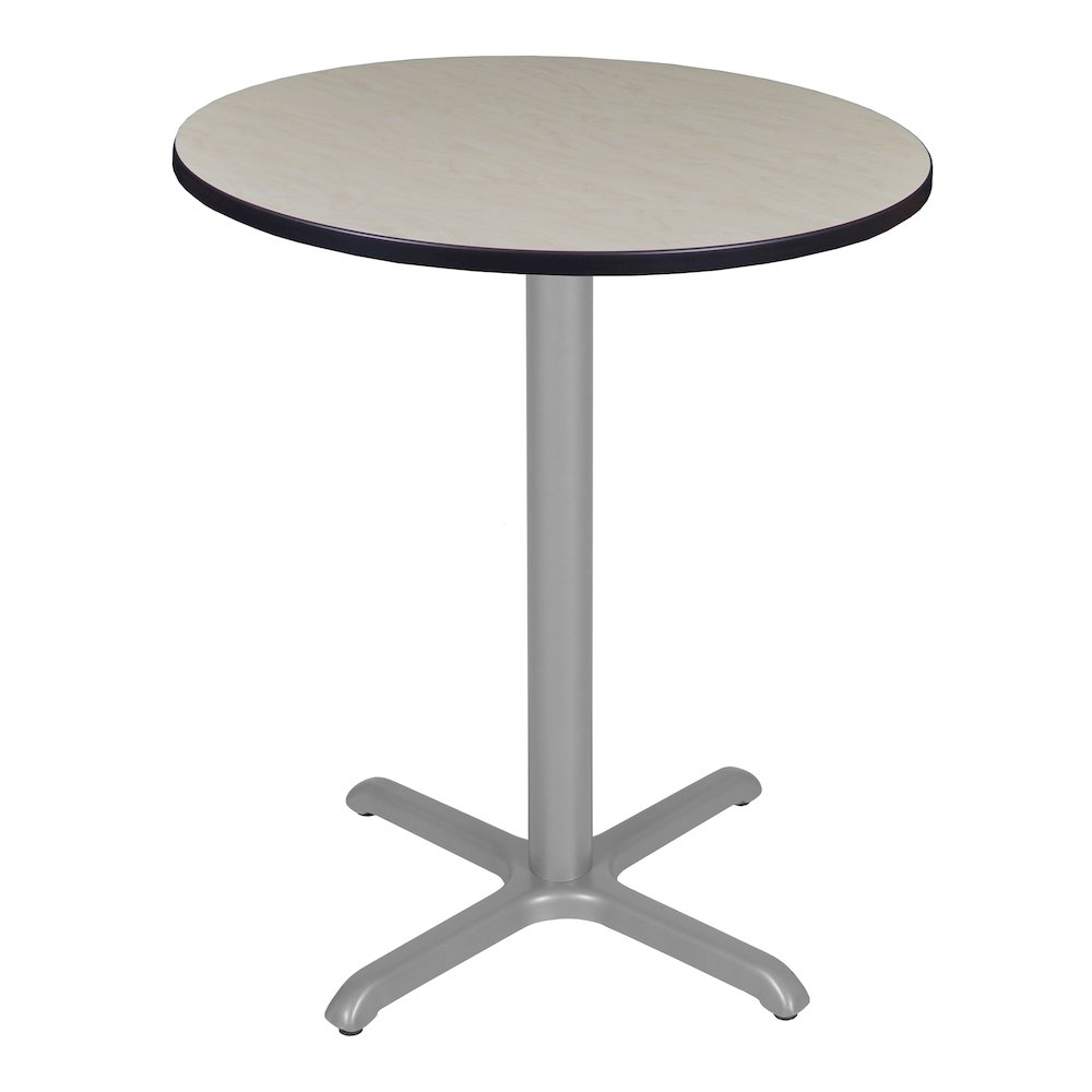 Cafe High 36" Round X-Base Table- Maple/ Grey Base. Picture 1