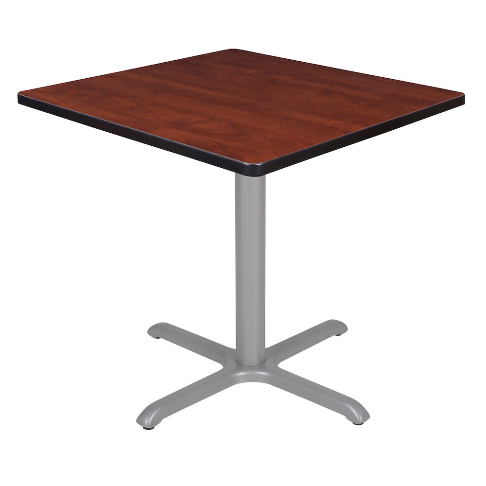30 in. Small Square X-Base Breakroom Table- Cherry Top, Grey Legs. Picture 1