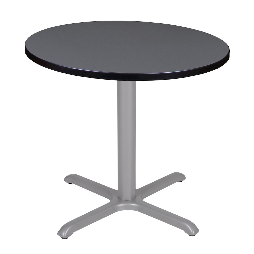 30 in. Small Round X-Base Breakroom Table- Grey Top, Grey Legs. Picture 1
