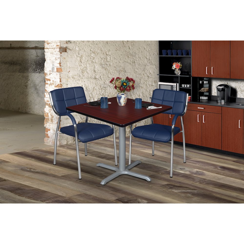 36 in. Medium Square X-Base Breakroom Table- Mahogany Top, Grey Legs. Picture 4
