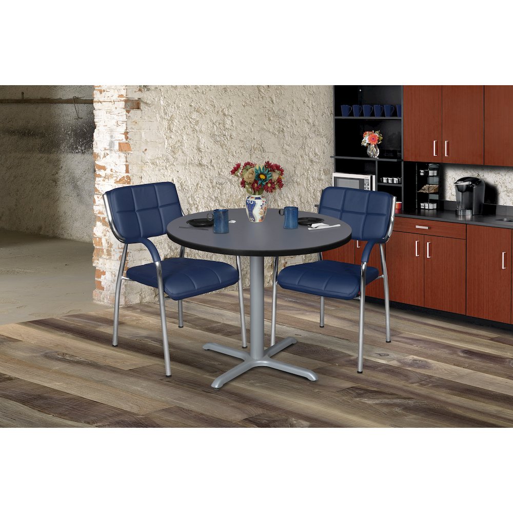 36 in. Medium Round X-Base Breakroom Table- Grey Top, Grey Legs. Picture 3