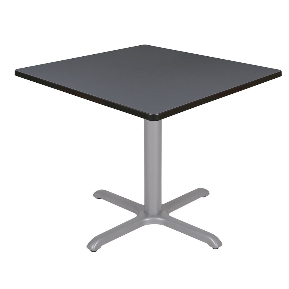 42 in. Medium Square X-Base Breakroom Table- Grey Top, Grey Legs. Picture 1