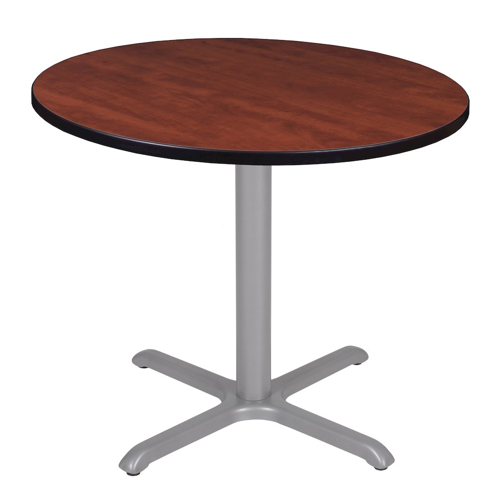 42 in. Medium Round X-Base Breakroom Table- Cherry Top, Grey Legs. Picture 1