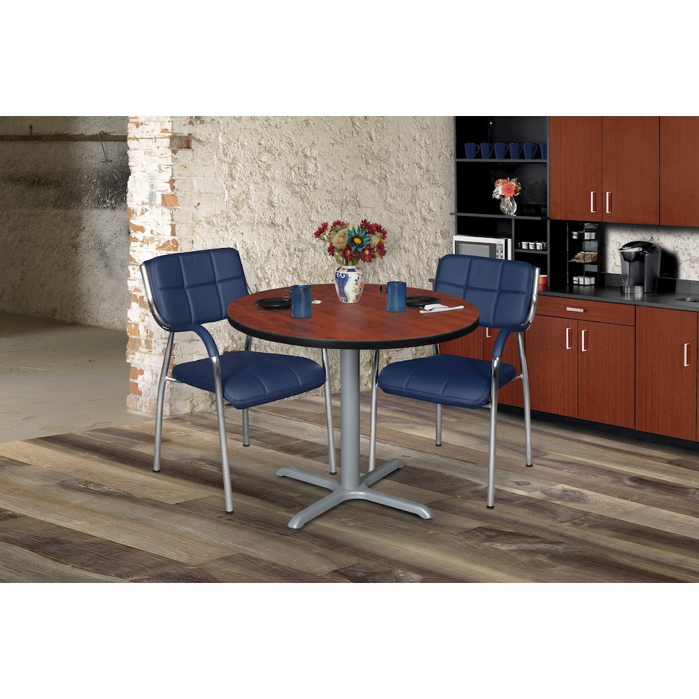 42 in. Medium Round X-Base Breakroom Table- Cherry Top, Grey Legs. Picture 3