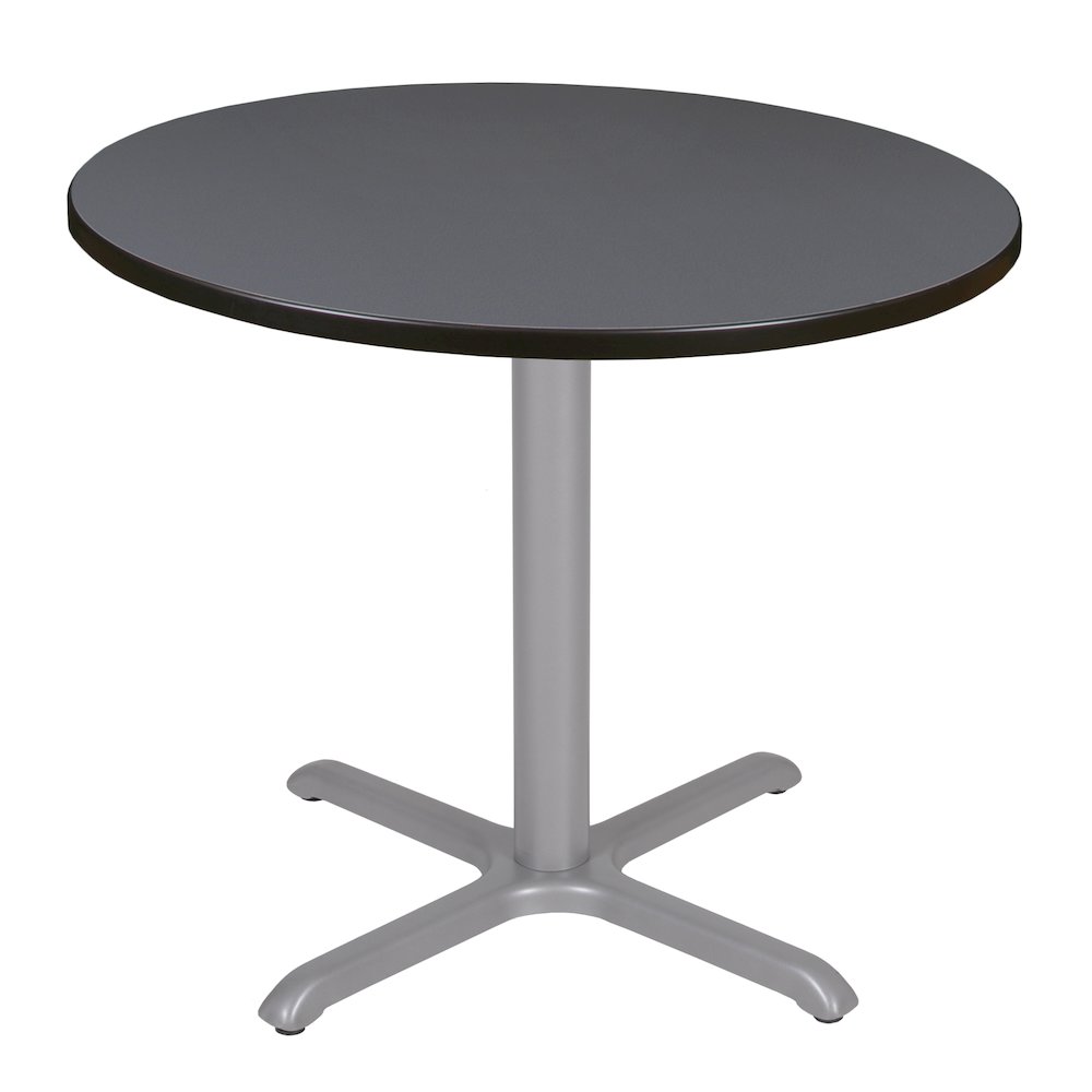 42 in. Medium Round X-Base Breakroom Table- Grey Top, Grey Legs. Picture 1