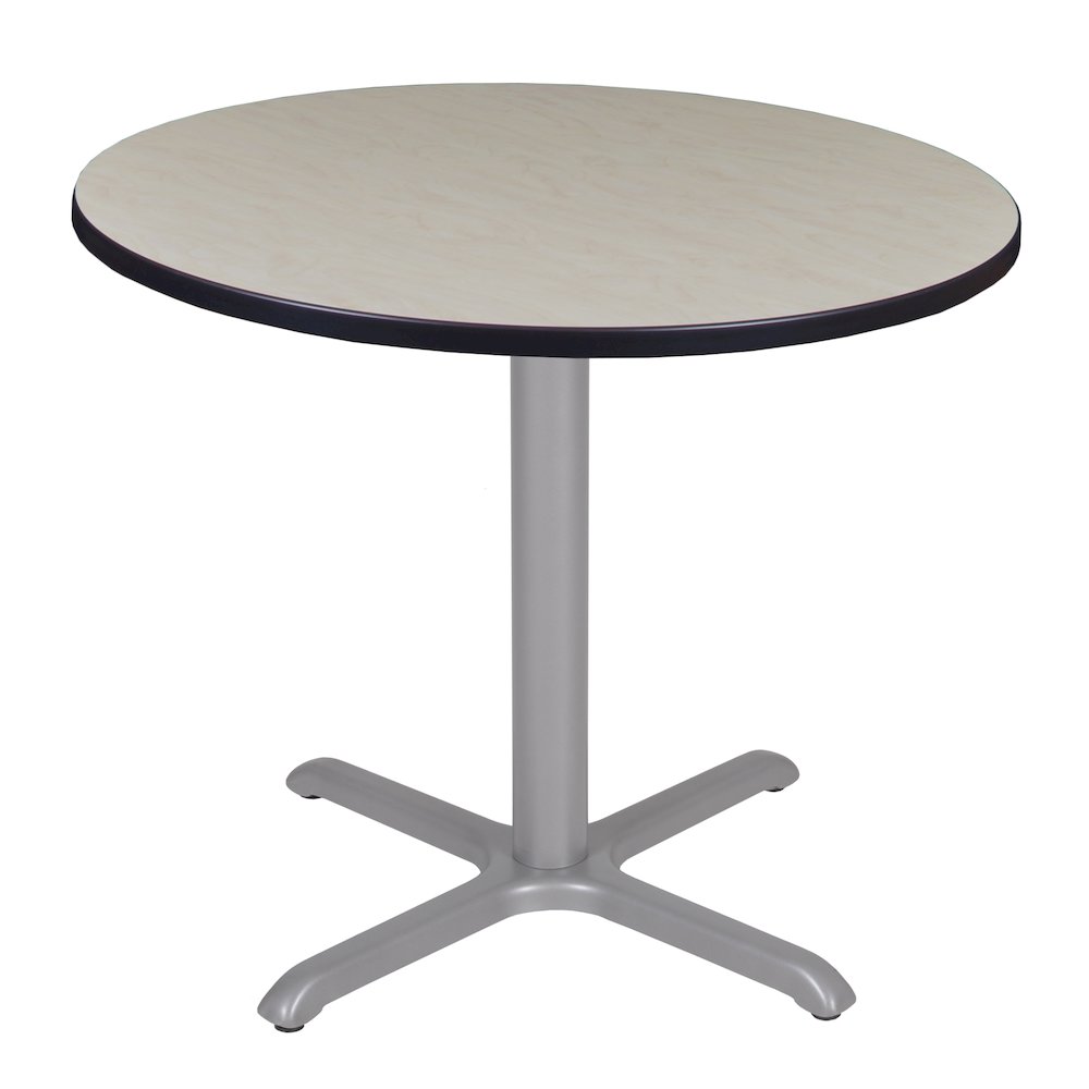 42 in. Medium Round X-Base Breakroom Table- Maple Top, Grey Legs. Picture 1