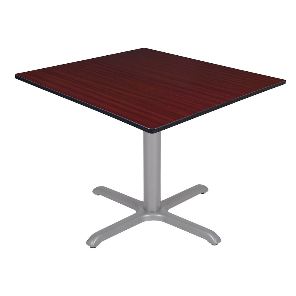 48 in. Large Square X-Base Breakroom Table- Mahogany Top, Grey Legs. Picture 1