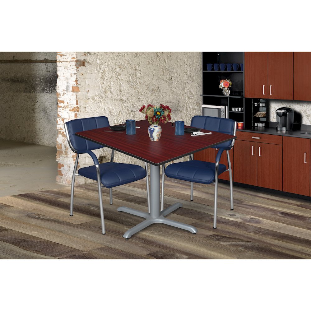 48 in. Large Square X-Base Breakroom Table- Mahogany Top, Grey Legs. Picture 4