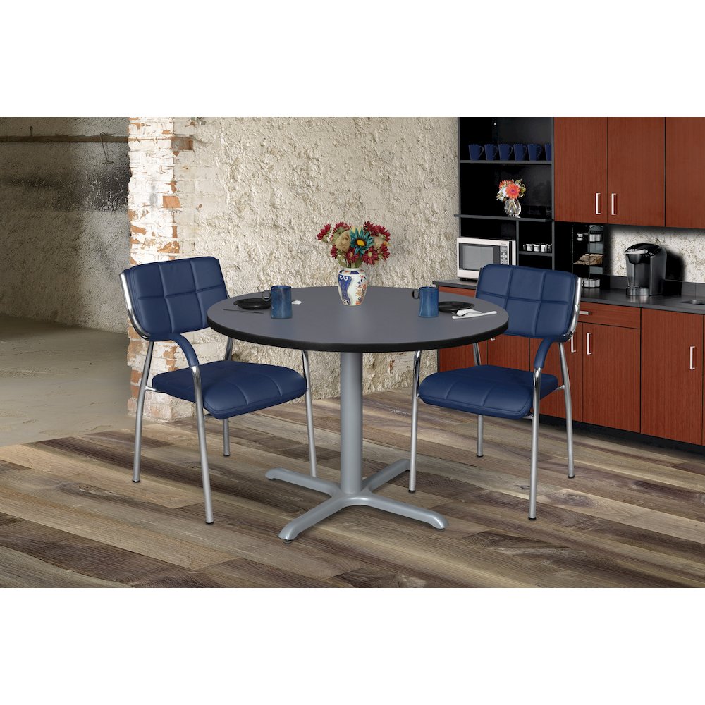 48 in. Large Round X-Base Breakroom Table- Grey Top, Grey Legs. Picture 3