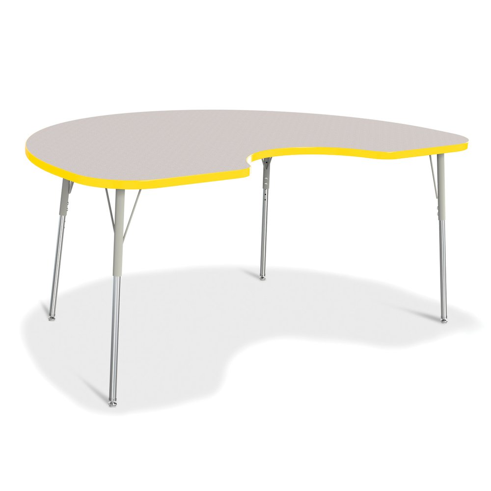 Jonti-Craft Berries Adult Height Prism Color Edge Kidney Table - Laminated Kidney-shaped, Yellow Top - Four Leg Base - 4 Legs - Adjustable Height - 24" to 31" Adjustment - 72" Table Top Length x 48" T. Picture 1