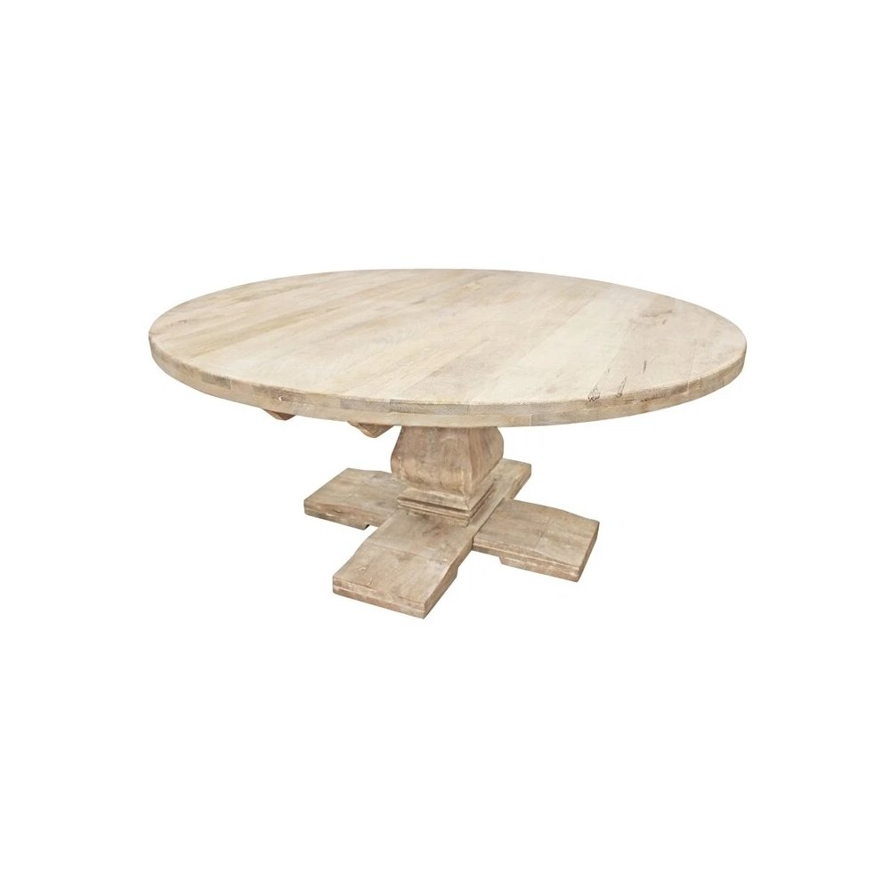 Benedict 70" Round Dining Table in White Wash. Picture 3