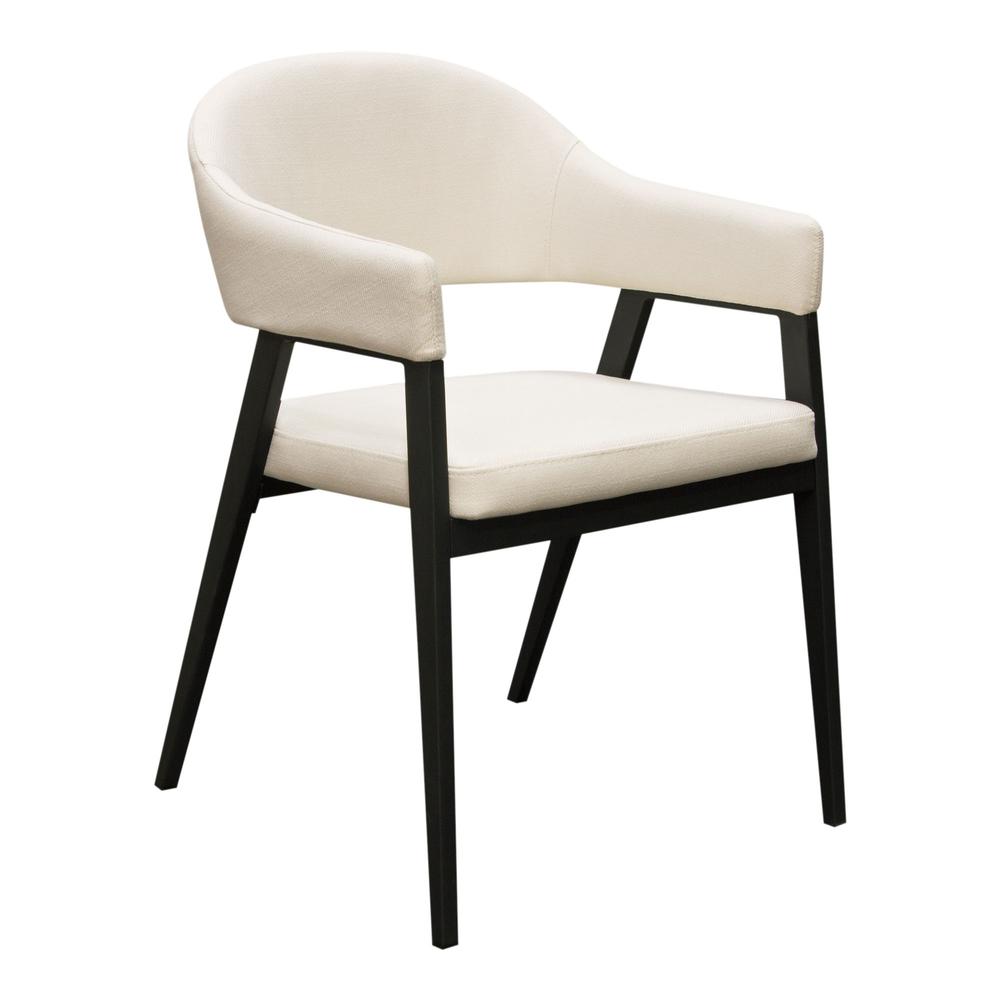 Adele Set of Two Dining/Accent Chairs in Cream Fabric w/ Black Powder Coated Metal Frame by Diamond Sofa. Picture 27