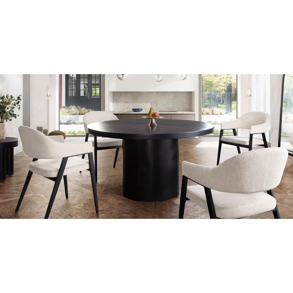 Adele Set of Two Dining/Accent Chairs in Cream Fabric w/ Black Powder Coated Metal Frame by Diamond Sofa. Picture 24