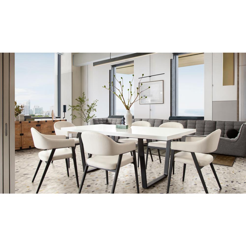 Adele Set of Two Dining/Accent Chairs in Cream Fabric w/ Black Powder Coated Metal Frame by Diamond Sofa. Picture 32