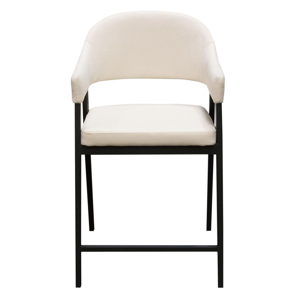 Adele Set of Two Counter Height Chairs in Cream Fabric w/ Black Powder Coated Metal Frame by Diamond Sofa. Picture 24