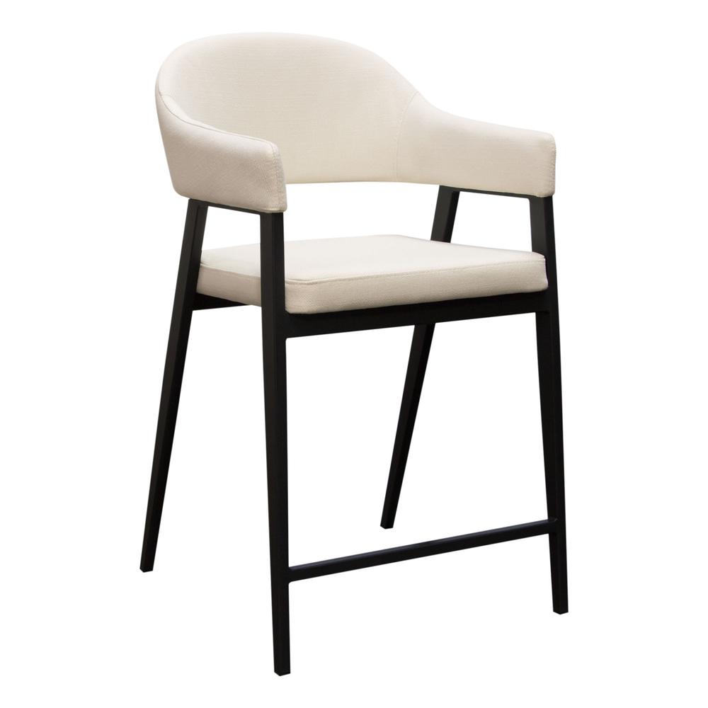 Adele Set of Two Counter Height Chairs in Cream Fabric w/ Black Powder Coated Metal Frame by Diamond Sofa. Picture 23