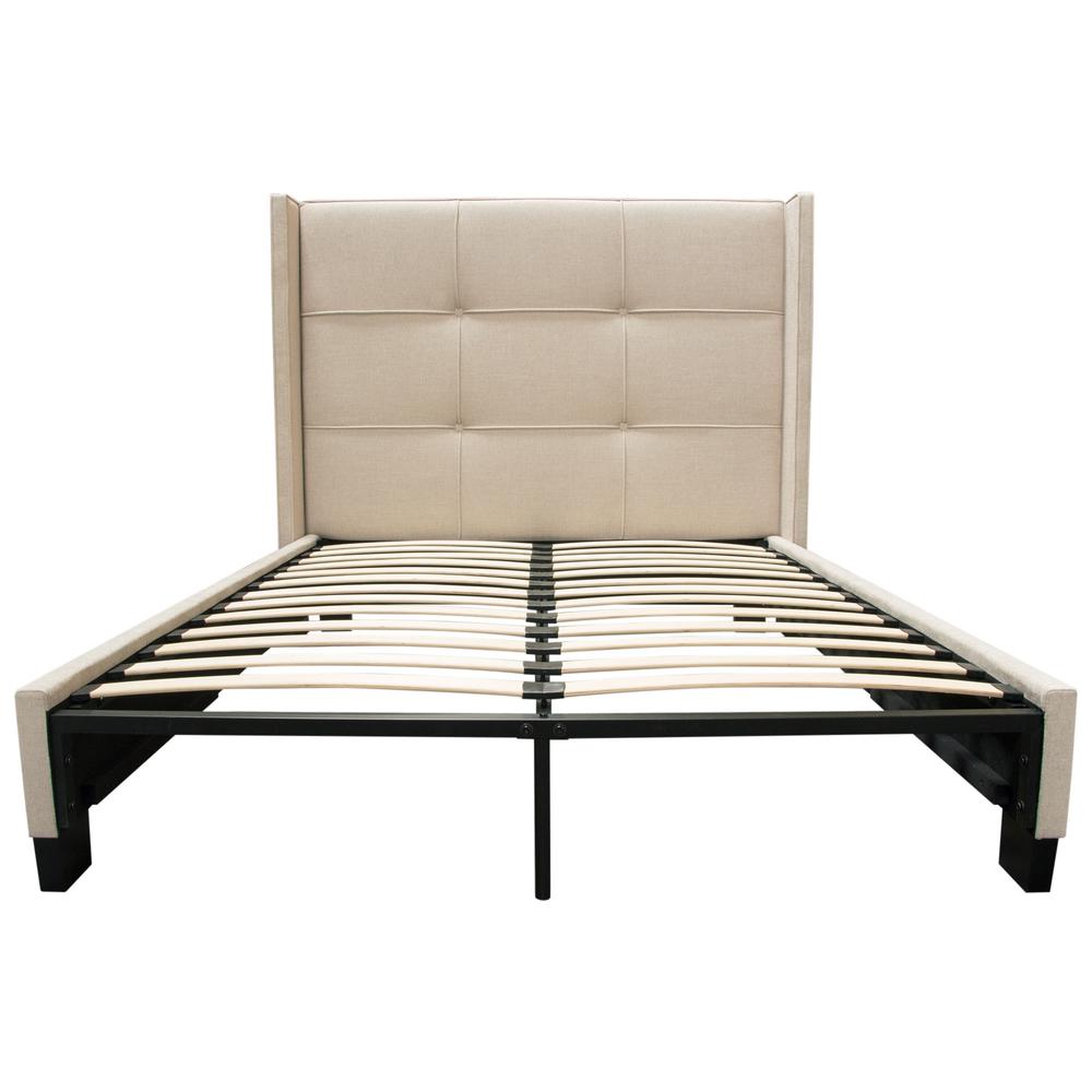 Beverly Eastern King Bed with Integrated Footboard Storage Unit & Accent Wings in Sand Fabric By Diamond Sofa. Picture 34